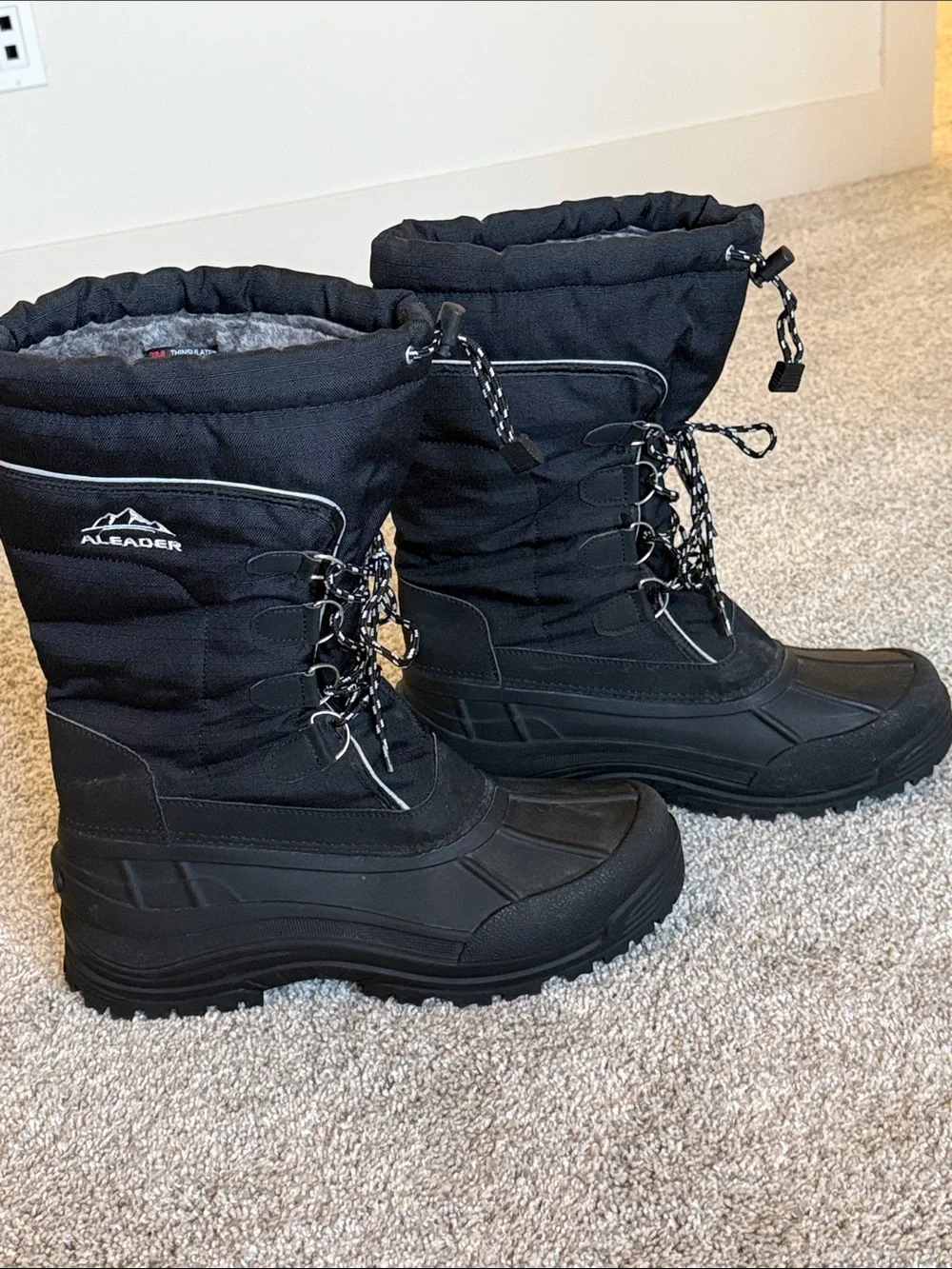 Aleader Black Insulated Snow Boots